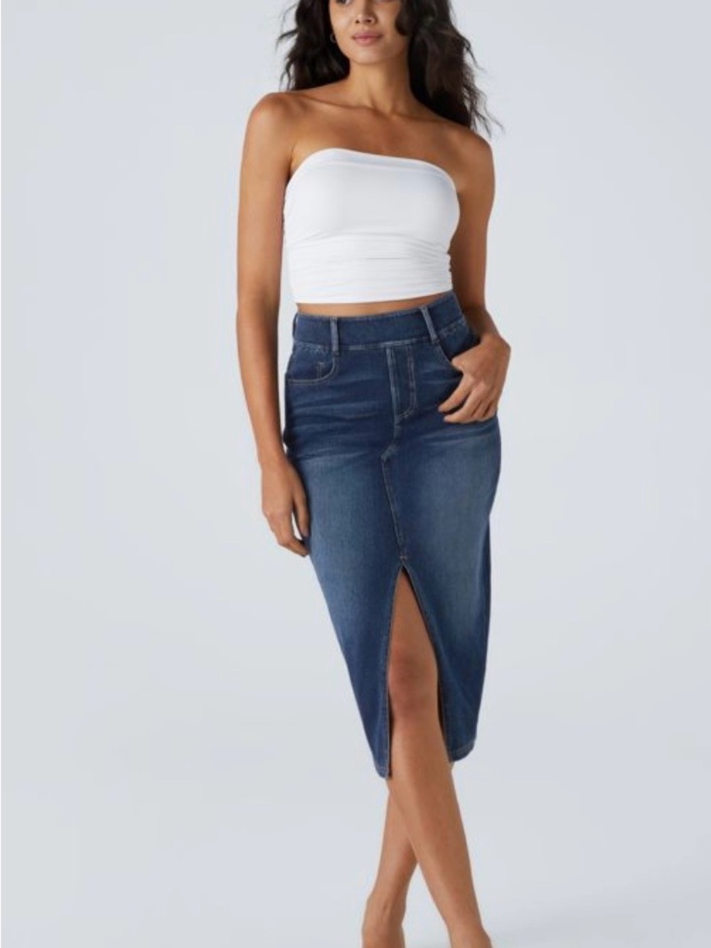 HALARA Dark Blue Bodycon skirt Front Slit small NWT